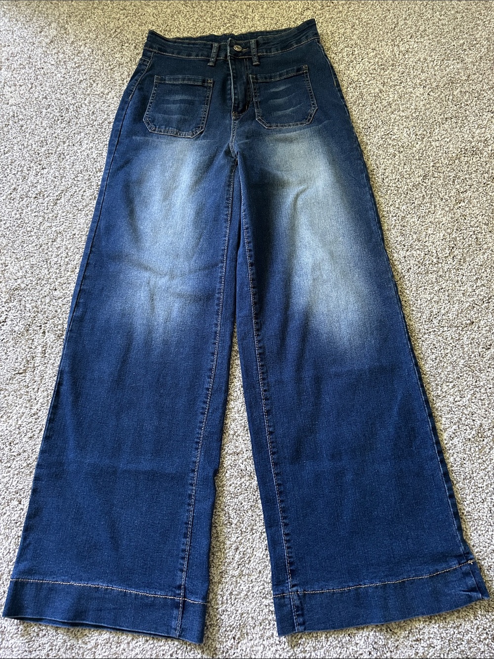 Wide Leg High-Rise Women’s Jeans - Dark Blue